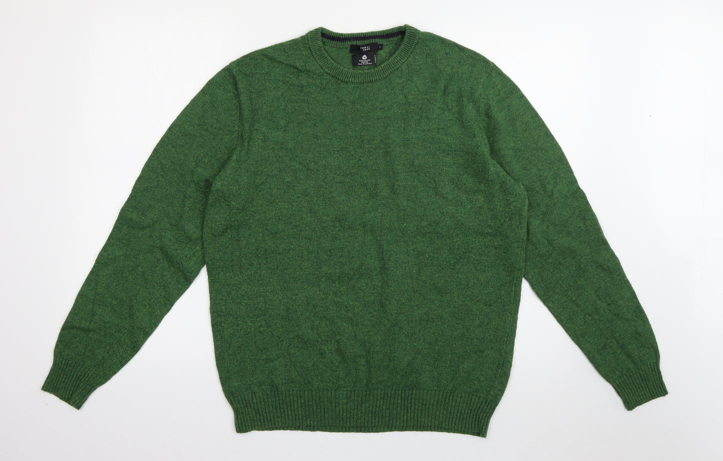 Thomas Nash Womens Green Crew Neck  Wool Pullover Jumper Size L   - Lambswool