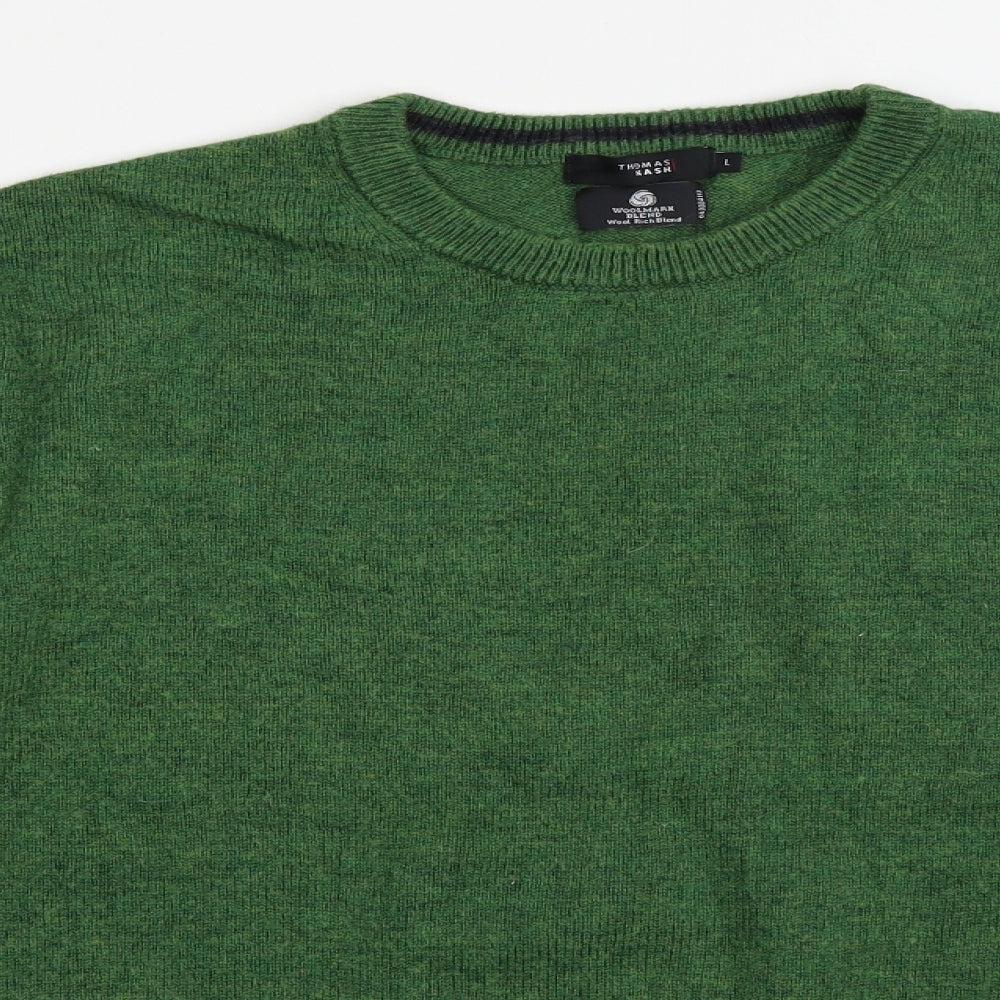 Thomas Nash Womens Green Crew Neck  Wool Pullover Jumper Size L   - Lambswool
