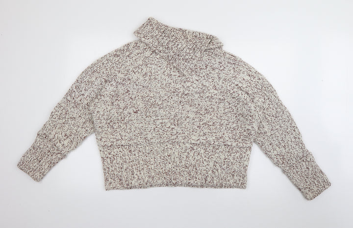 Topshop Womens White Roll Neck  Acrylic Pullover Jumper Size 12