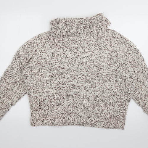 Topshop Womens White Roll Neck  Acrylic Pullover Jumper Size 12