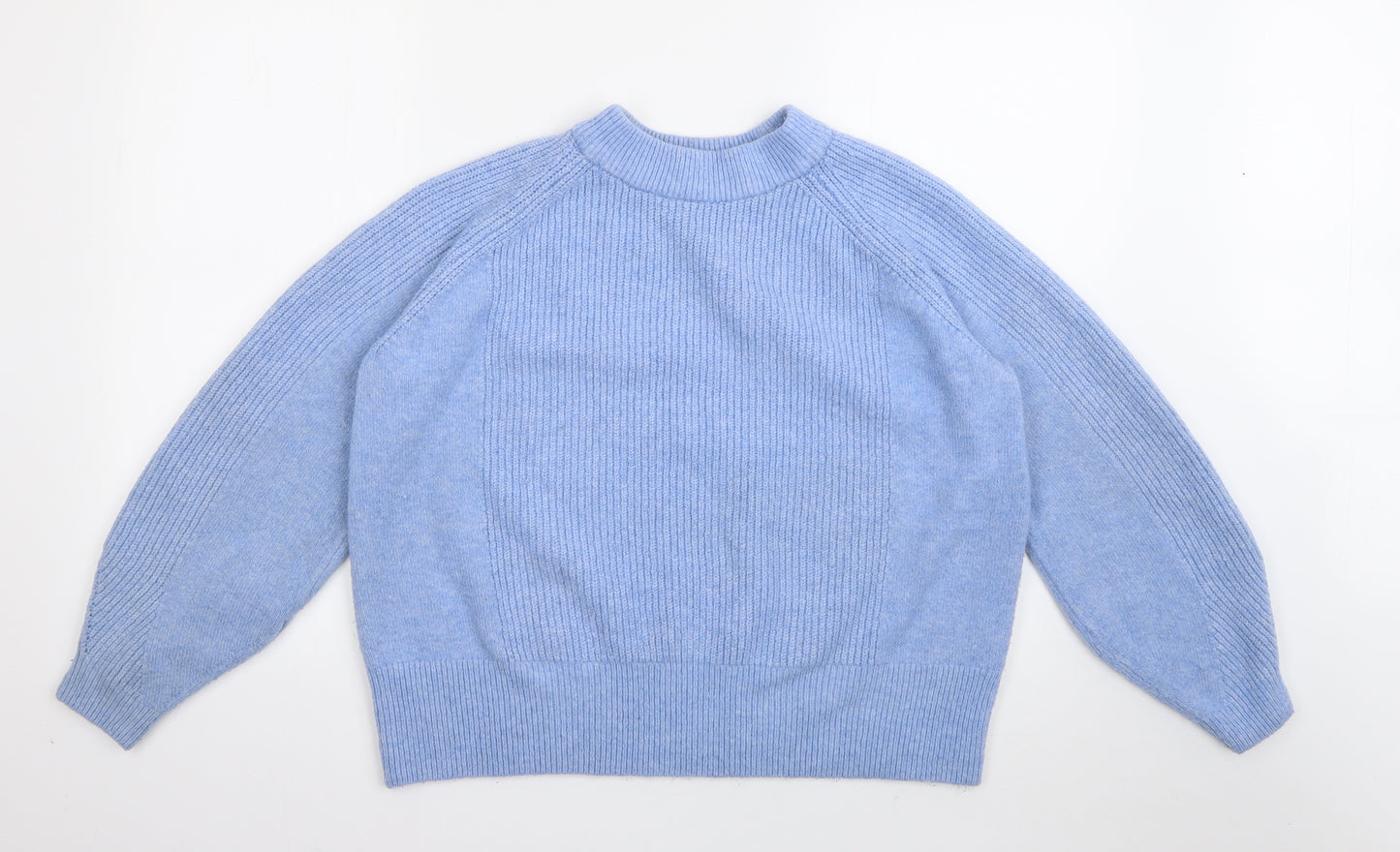 Marks and Spencer Womens Blue High Neck  Acrylic Pullover Jumper Size L