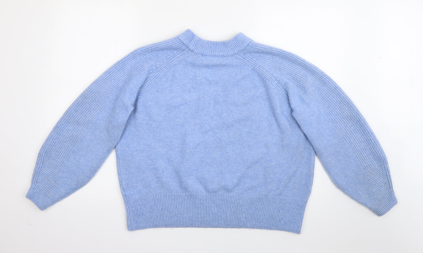 Marks and Spencer Womens Blue High Neck  Acrylic Pullover Jumper Size L