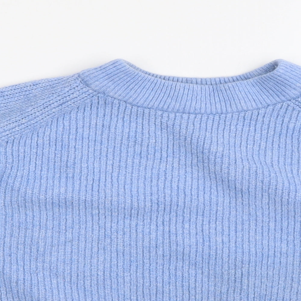 Marks and Spencer Womens Blue High Neck  Acrylic Pullover Jumper Size L