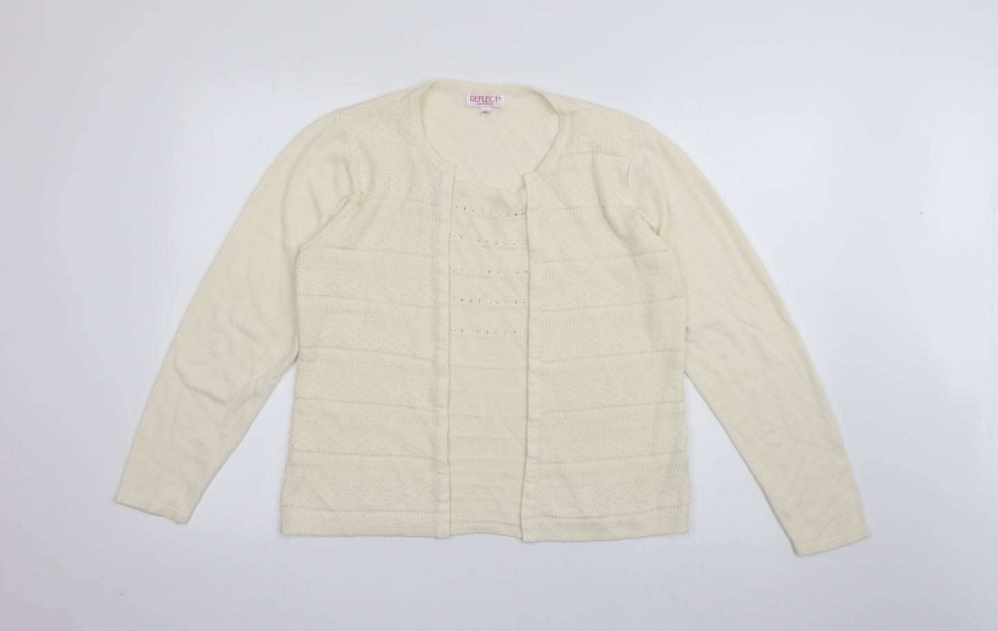 Reflect Womens Ivory Round Neck  Acrylic Pullover Jumper Size M