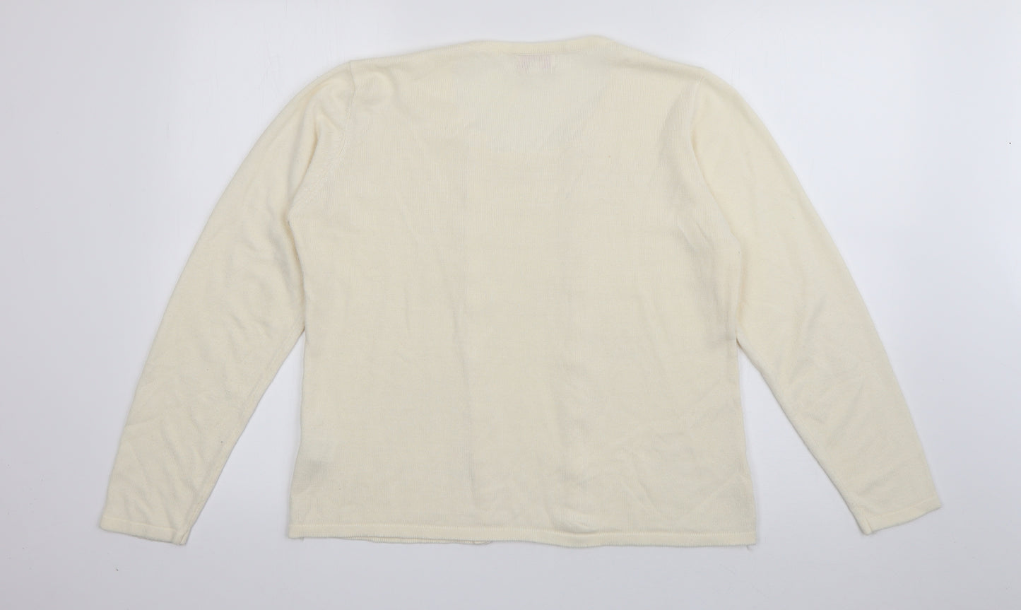 Reflect Womens Ivory Round Neck  Acrylic Pullover Jumper Size M
