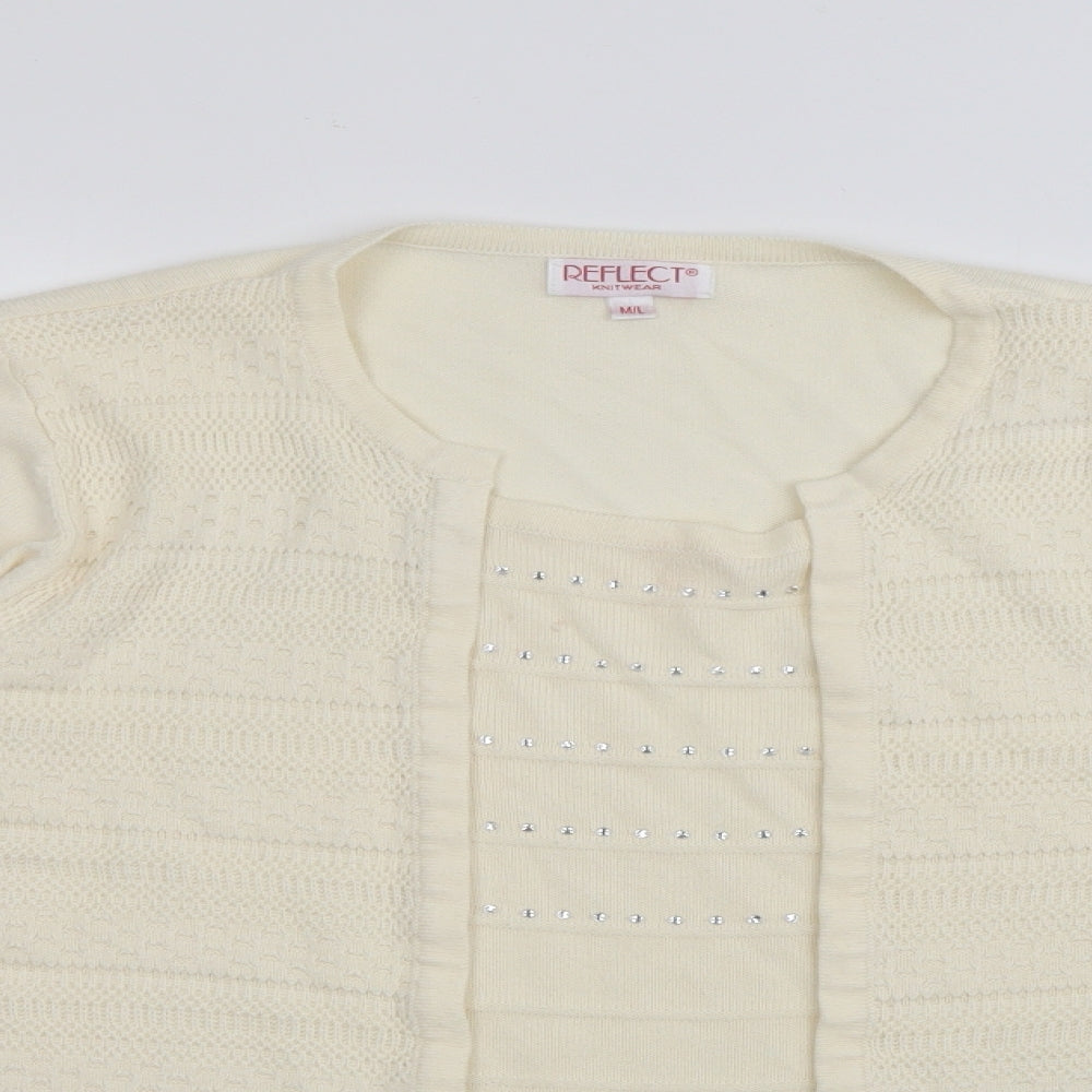 Reflect Womens Ivory Round Neck  Acrylic Pullover Jumper Size M