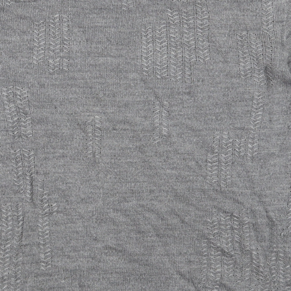 John Varvatos Mens Grey Round Neck  Linen Pullover Jumper Size M