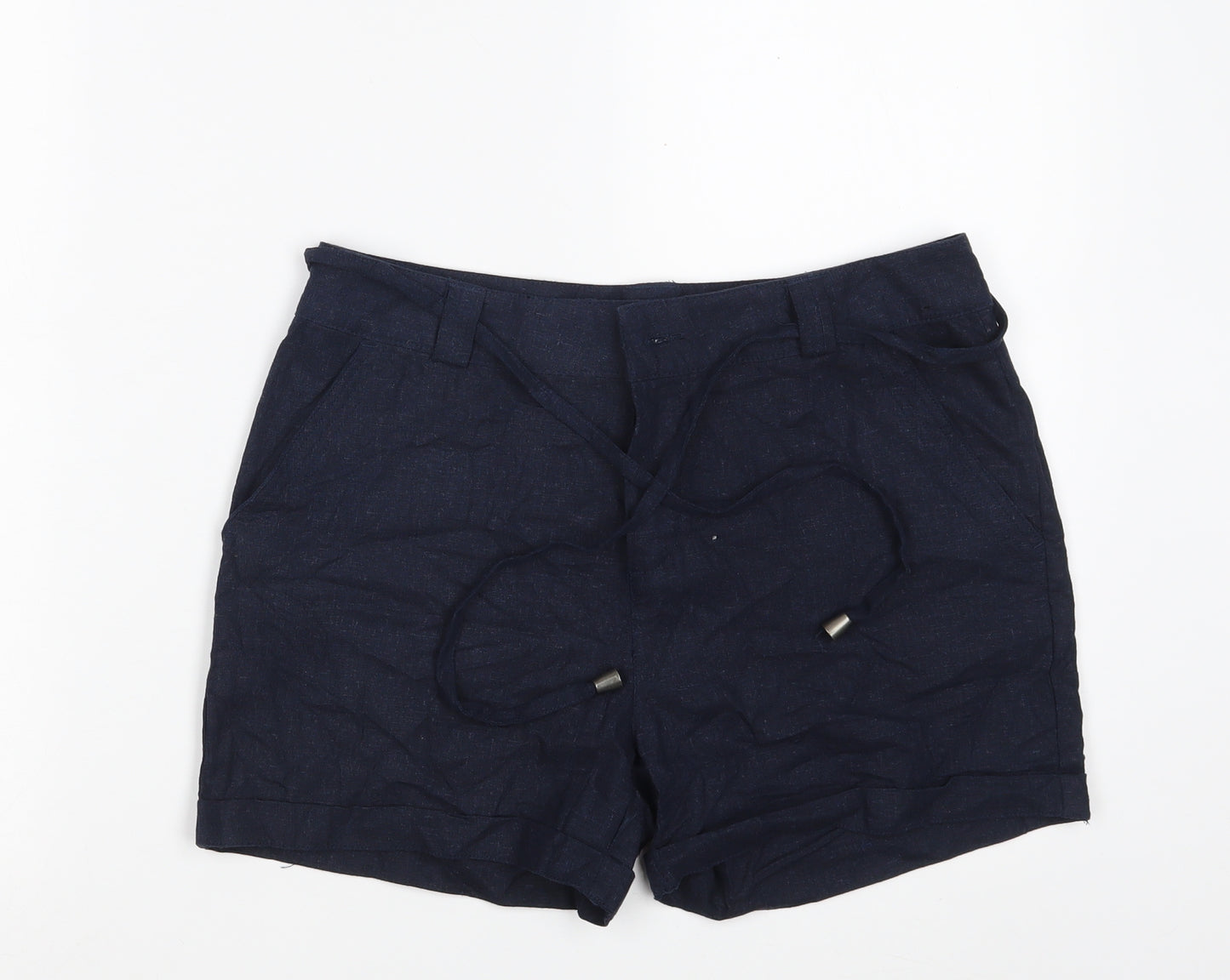 Atmosphere Womens Blue  Linen Sweat Shorts Size 10  Regular Zip