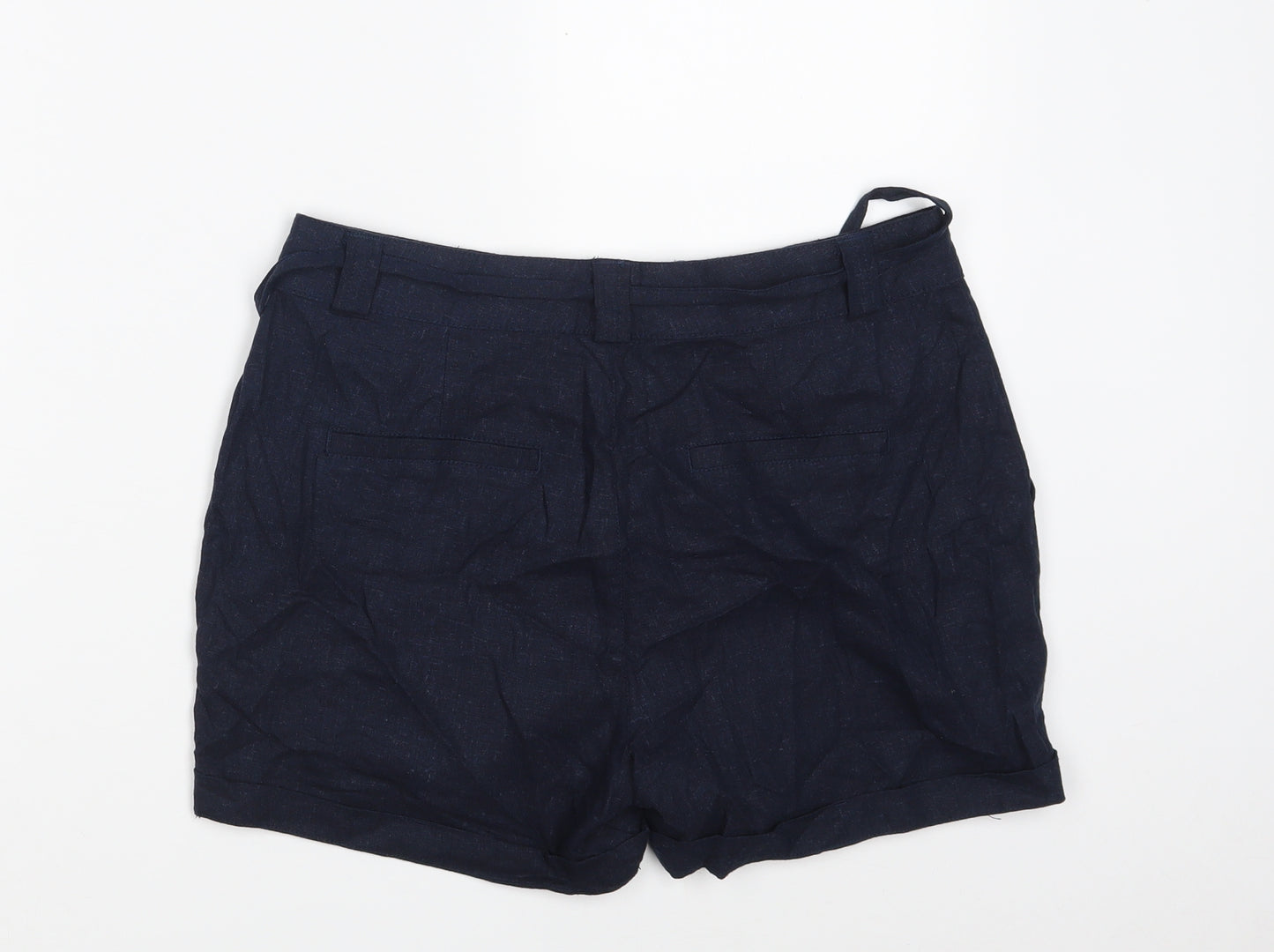 Atmosphere Womens Blue  Linen Sweat Shorts Size 10  Regular Zip