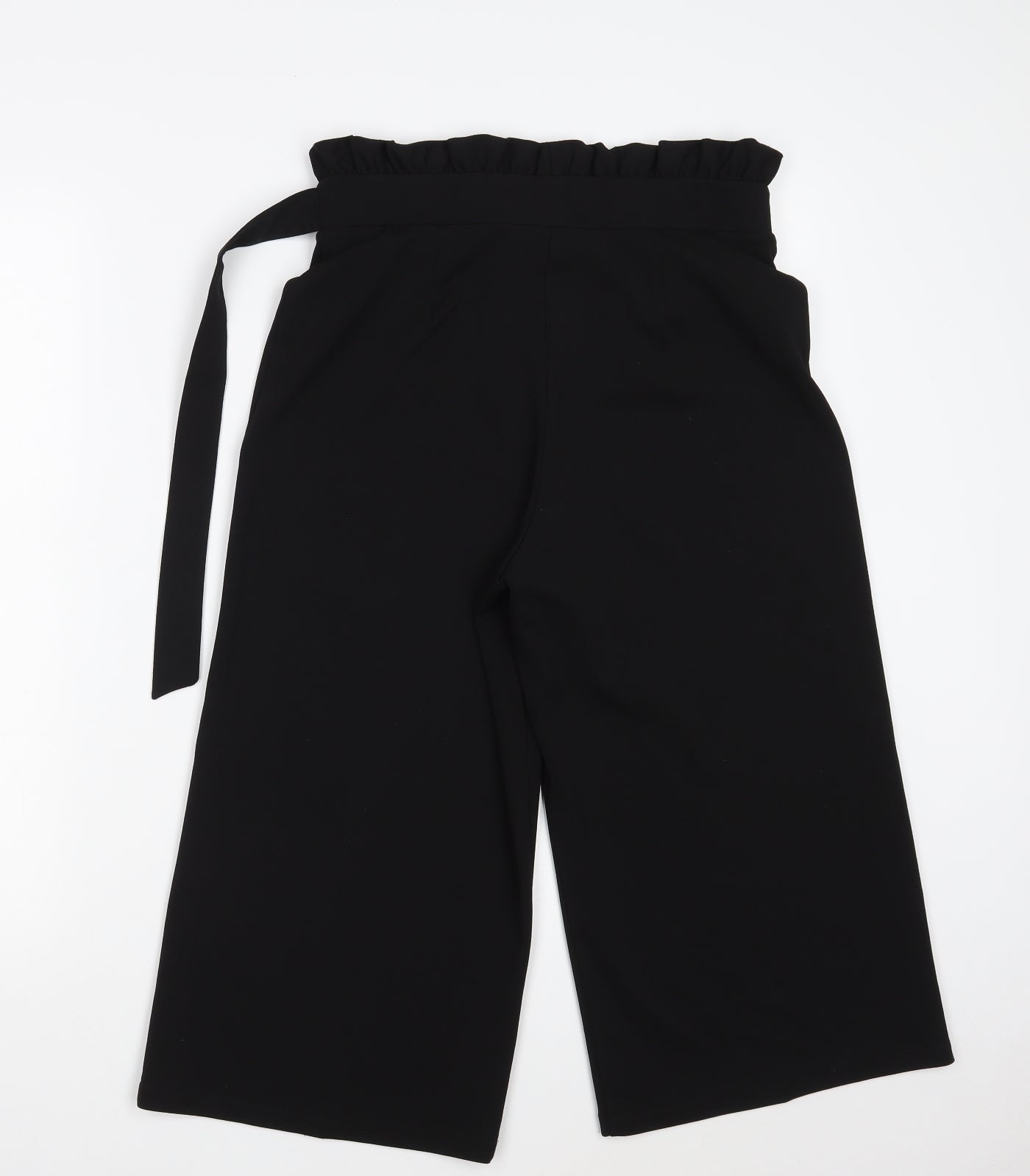 Miss Selfridge Womens Black  Polyester Cropped Trousers Size 10 L29 in Regular Tie