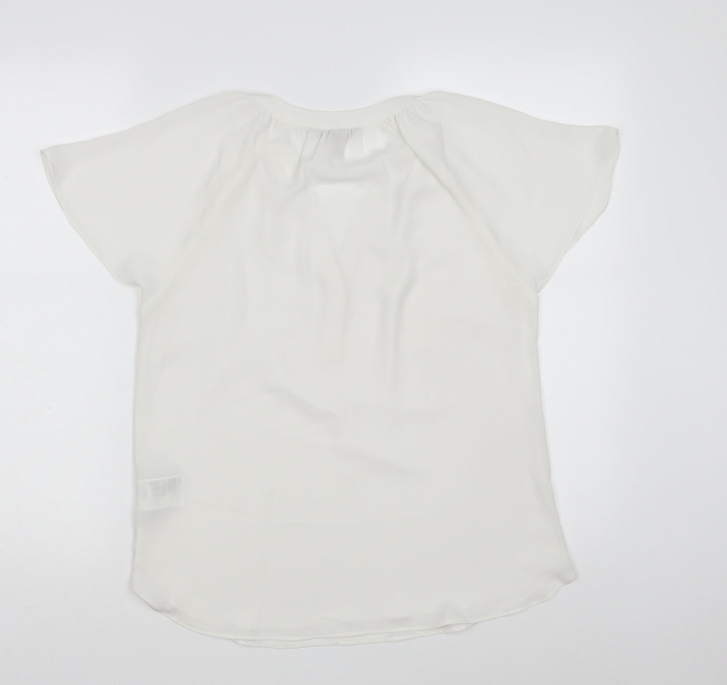 H&M Womens White  Polyester Basic Blouse Size 10 V-Neck