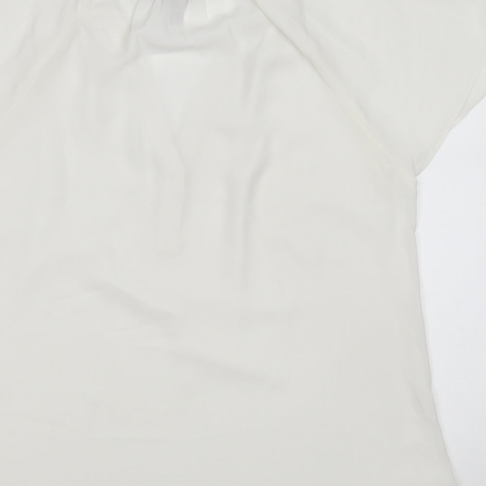 H&M Womens White  Polyester Basic Blouse Size 10 V-Neck