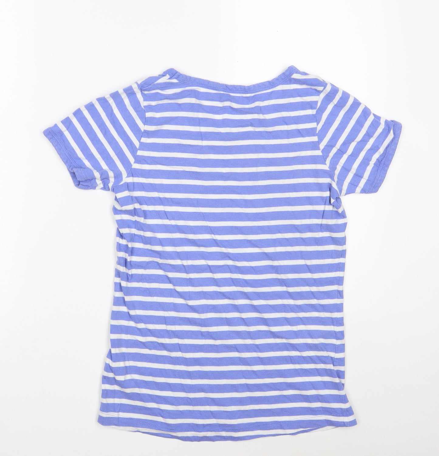 SoulCal & Co Womens Blue Striped 100% Cotton Basic T-Shirt Size 10 V-Neck