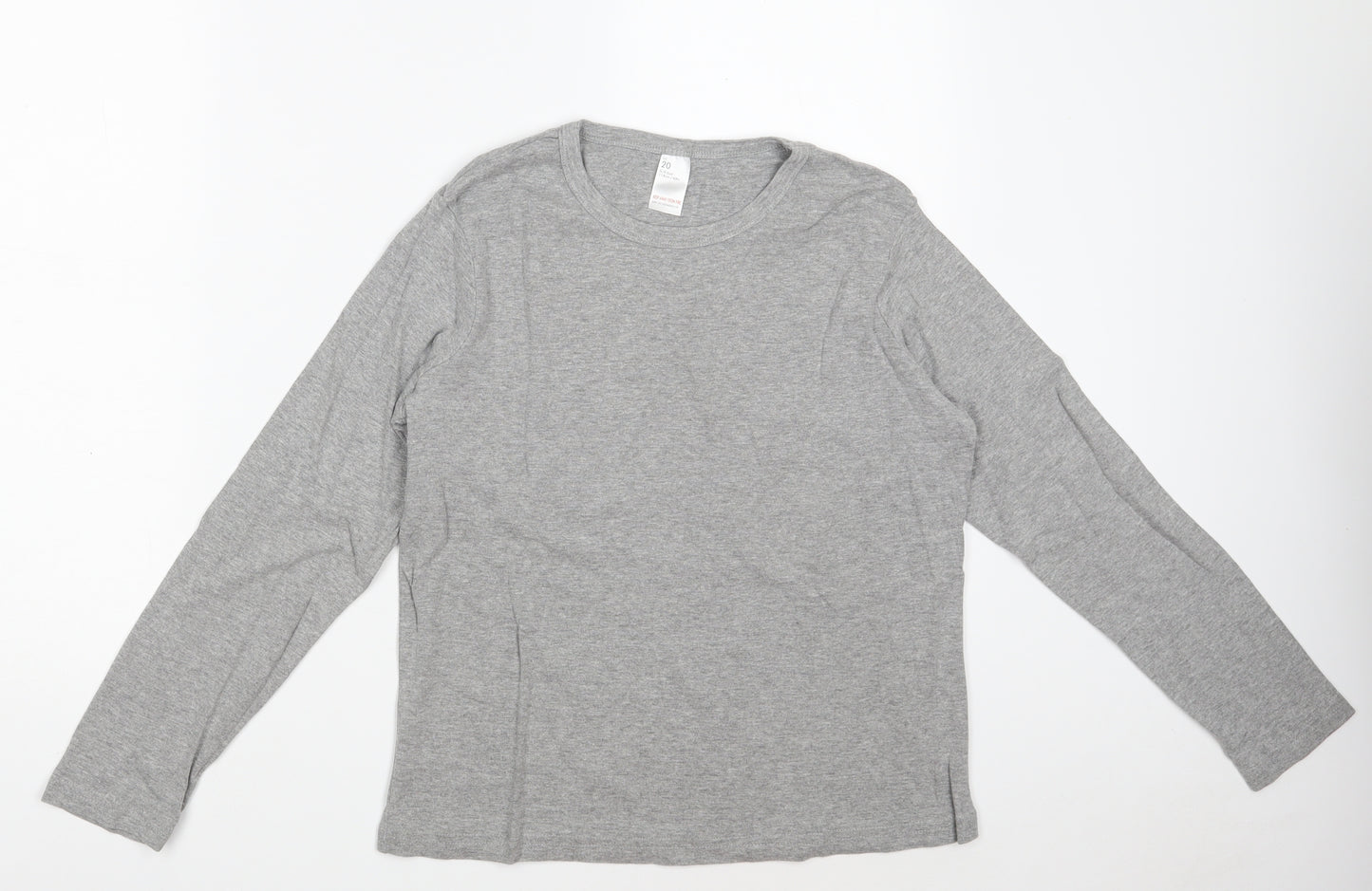 F&F Womens Grey  Cotton Basic T-Shirt Size 20 Crew Neck