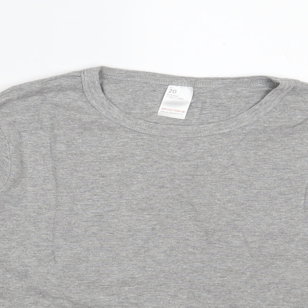 F&F Womens Grey  Cotton Basic T-Shirt Size 20 Crew Neck