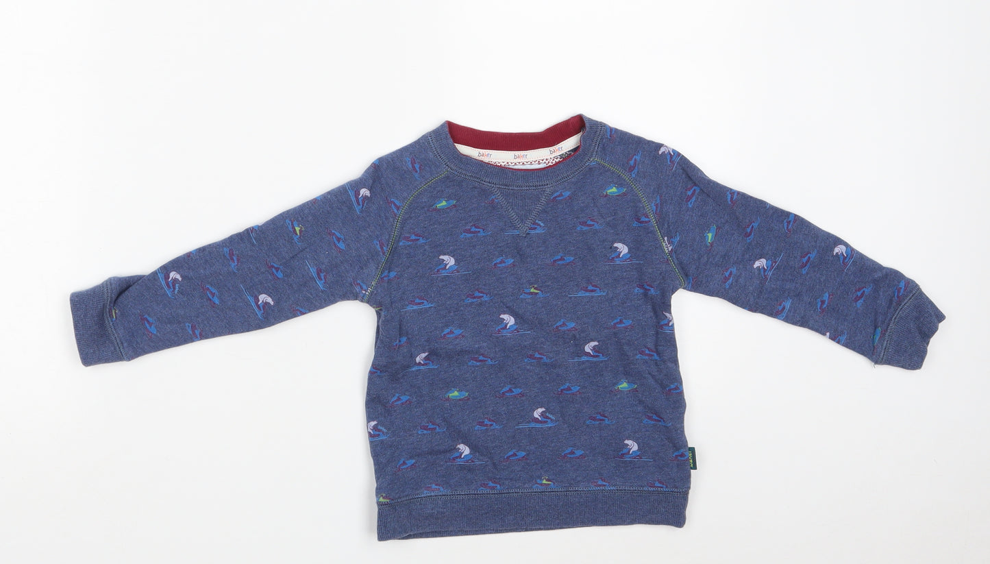 Ted Baker Boys Blue Animal Print Cotton Pullover Sweatshirt Size 3-4 Years