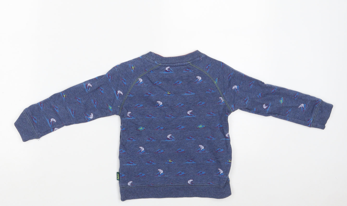 Ted Baker Boys Blue Animal Print Cotton Pullover Sweatshirt Size 3-4 Years