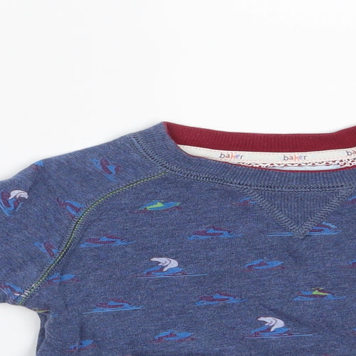 Ted Baker Boys Blue Animal Print Cotton Pullover Sweatshirt Size 3-4 Years