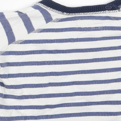 H&M Boys White Striped Cotton Pullover T-Shirt Size 12-18 Months Round Neck Button