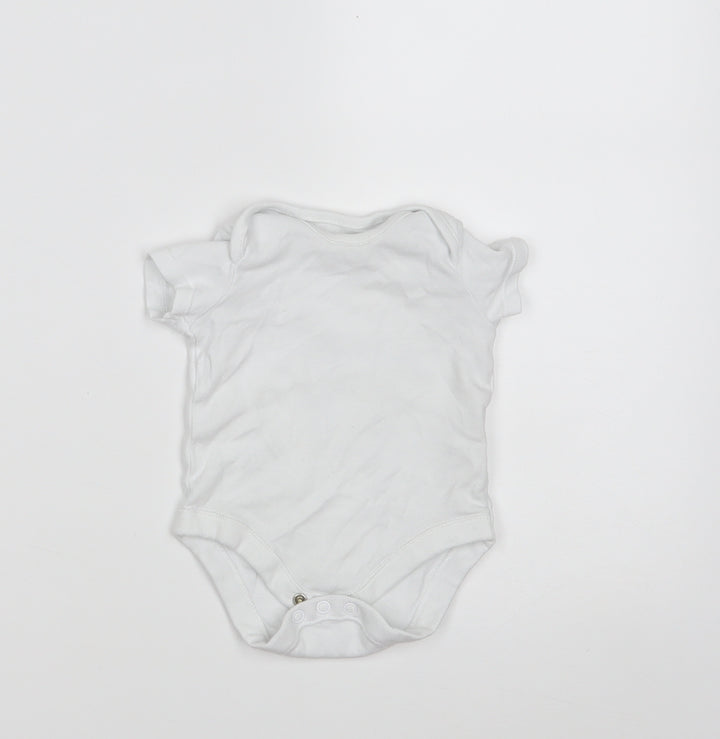 F&F Baby White 100% Cotton Babygrow One-Piece Size 0-3 Months Button