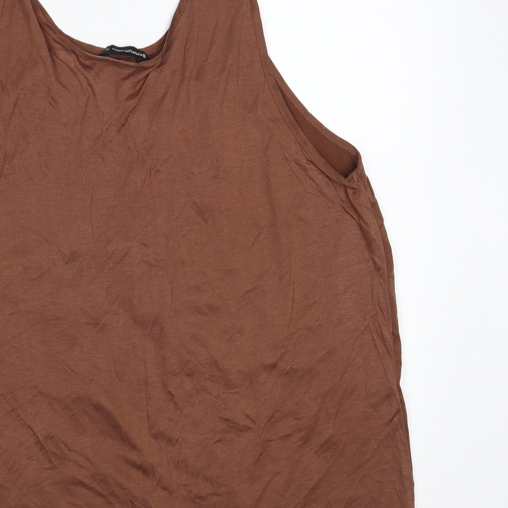 Summum Woman Womens Brown  Viscose Jersey Tank Size XL Scoop Neck