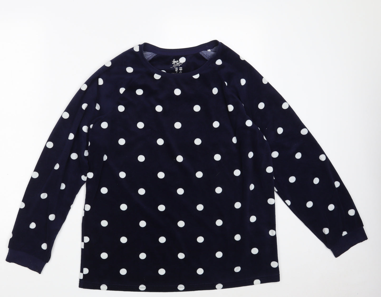 Primark Womens Blue Polka Dot Polyester Top Pyjama Top Size 10