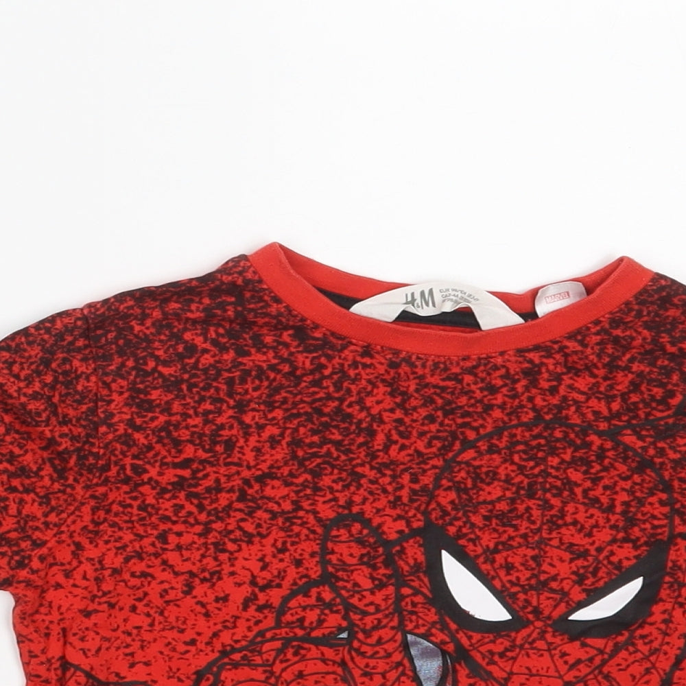 H&M Boys Red  100% Cotton Basic T-Shirt Size 2-3 Years Round Neck  - Spiderman