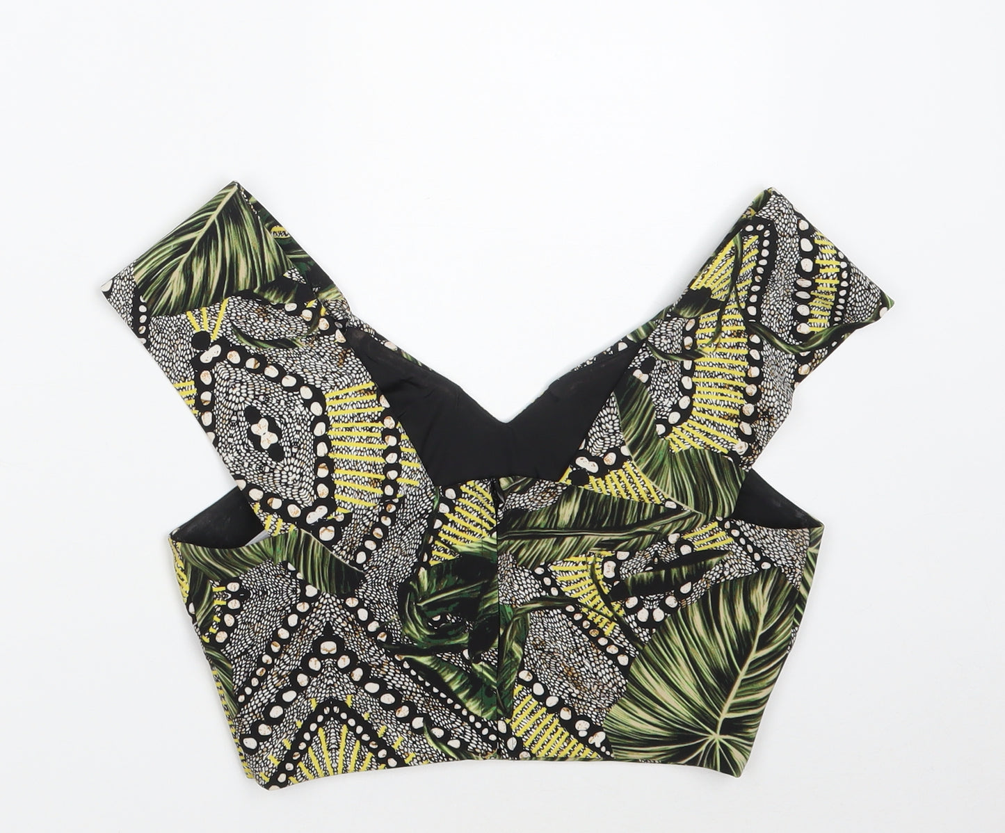 GUESS Womens Green Floral Polyester Cropped Tank Size XS V-Neck