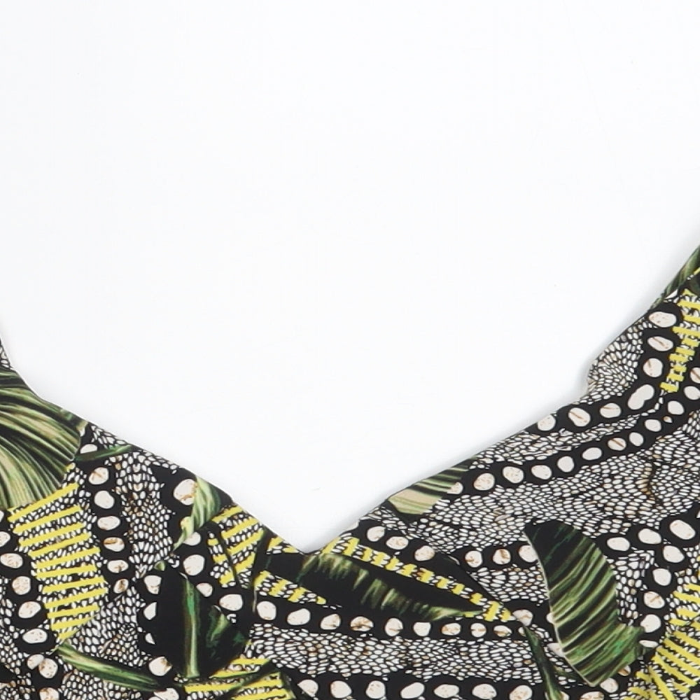 GUESS Womens Green Floral Polyester Cropped Tank Size XS V-Neck
