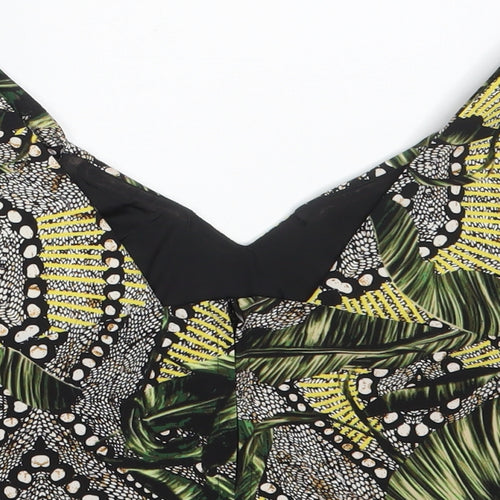 GUESS Womens Green Floral Polyester Cropped Tank Size XS V-Neck