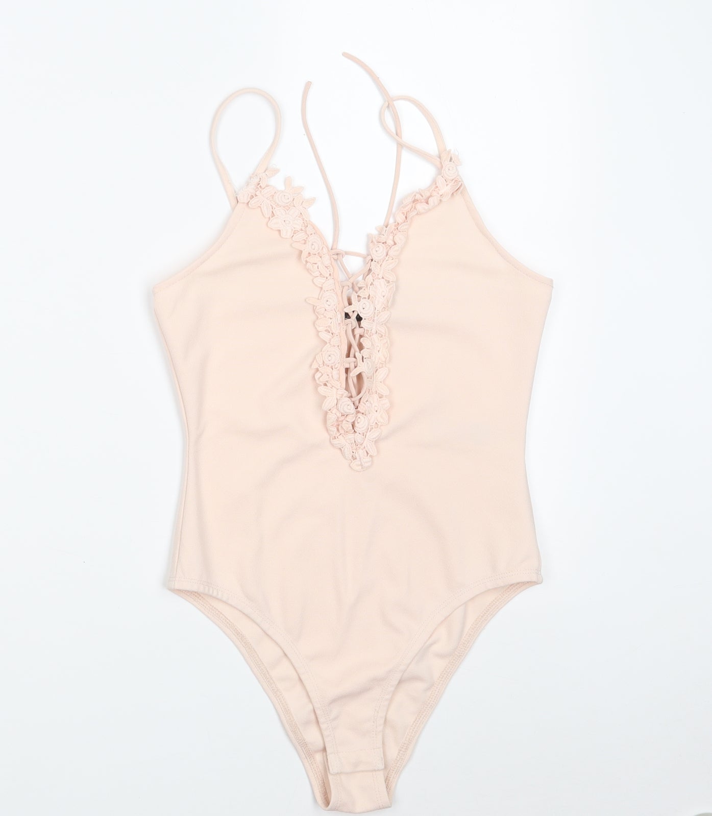 Topshop Womens Pink  Polyester Bodysuit One-Piece Size 8  Tie