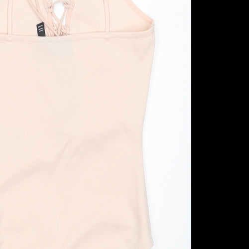 Topshop Womens Pink  Polyester Bodysuit One-Piece Size 8  Tie