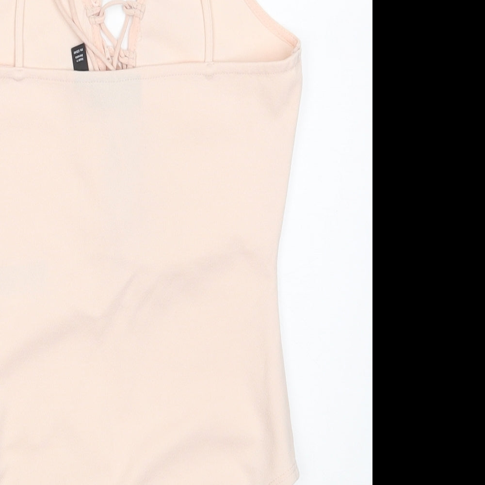 Topshop Womens Pink  Polyester Bodysuit One-Piece Size 8  Tie