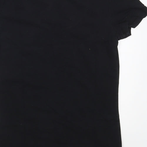 Mango Womens Black  Cotton Basic T-Shirt Size S Scoop Neck