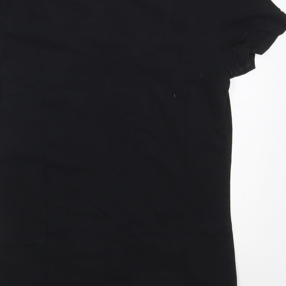Mango Womens Black  Cotton Basic T-Shirt Size S Scoop Neck