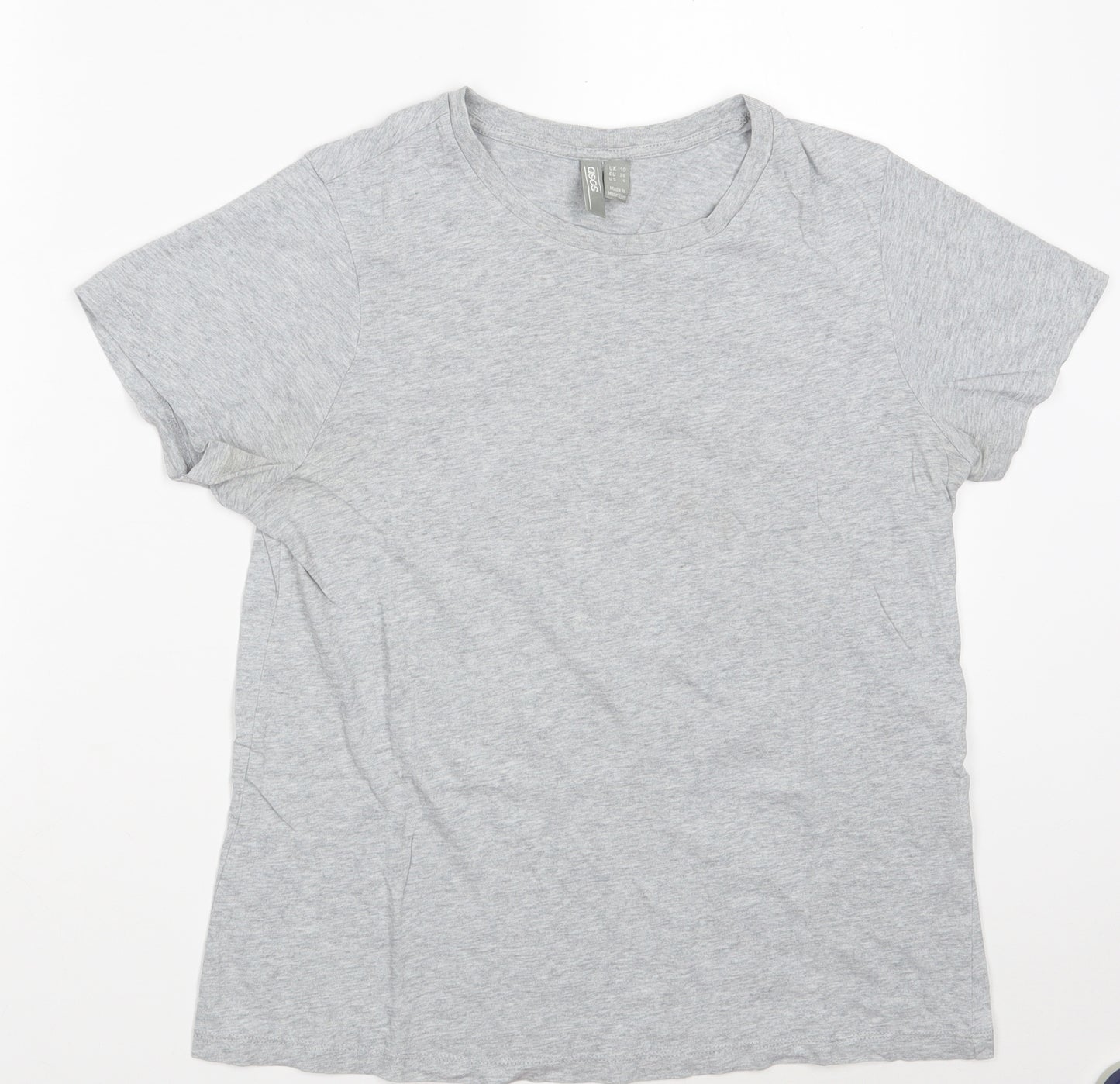 ASOS Womens Grey  100% Cotton Basic T-Shirt Size 10 Crew Neck