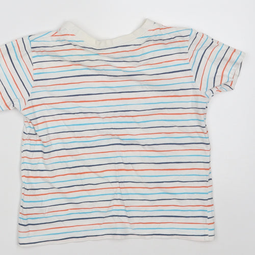 Dunnes Stores Boys White Striped 100% Cotton Pullover T-Shirt Size 3 Years Round Neck