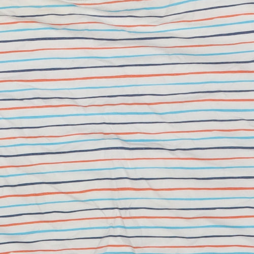 Dunnes Stores Boys White Striped 100% Cotton Pullover T-Shirt Size 3 Years Round Neck