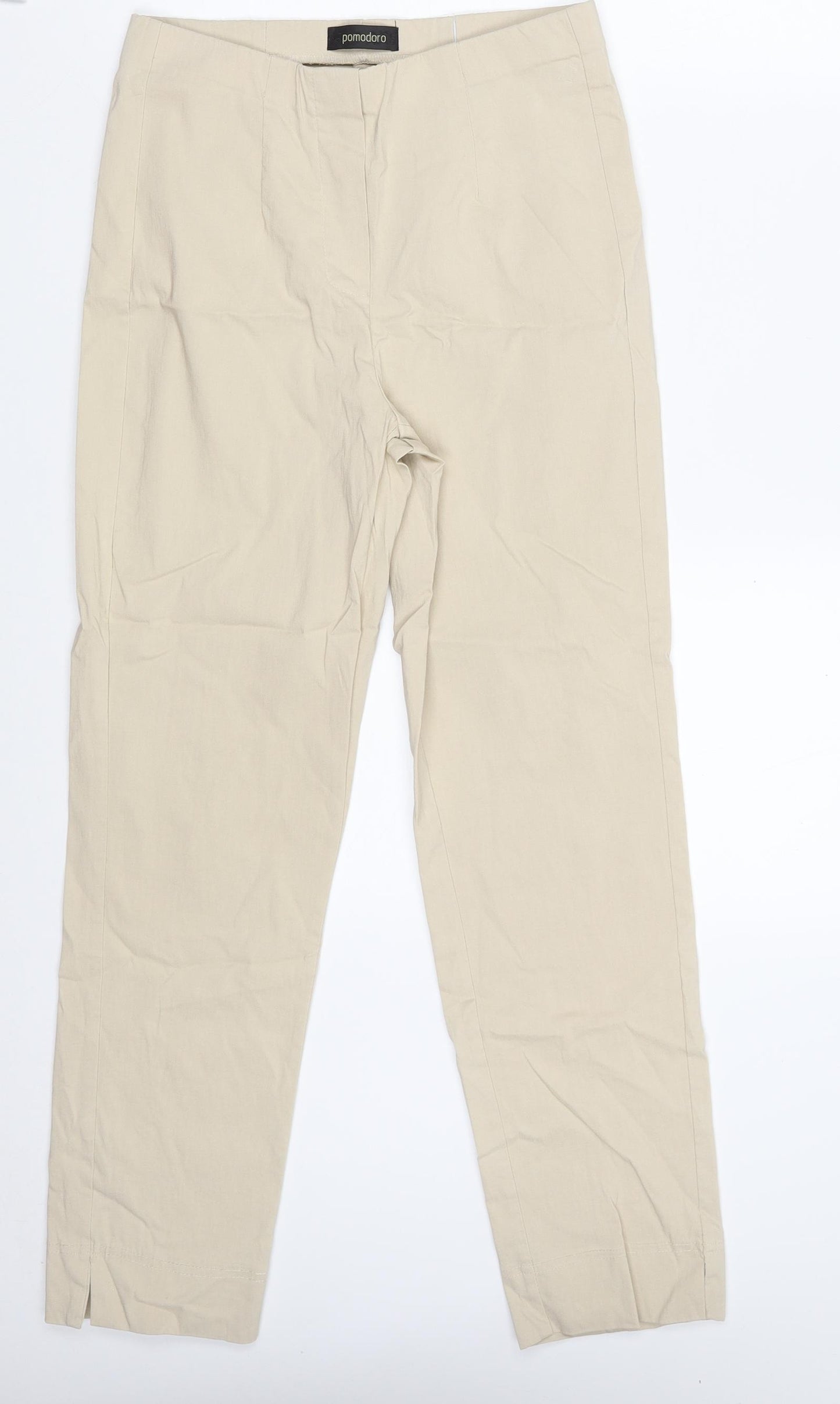 Pomodoro Womens Beige  Viscose Capri Trousers Size 10 L26 in Slim