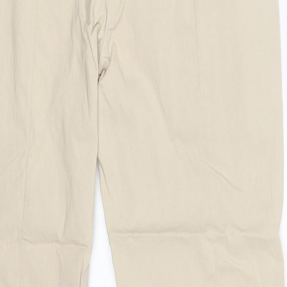 Pomodoro Womens Beige  Viscose Capri Trousers Size 10 L26 in Slim