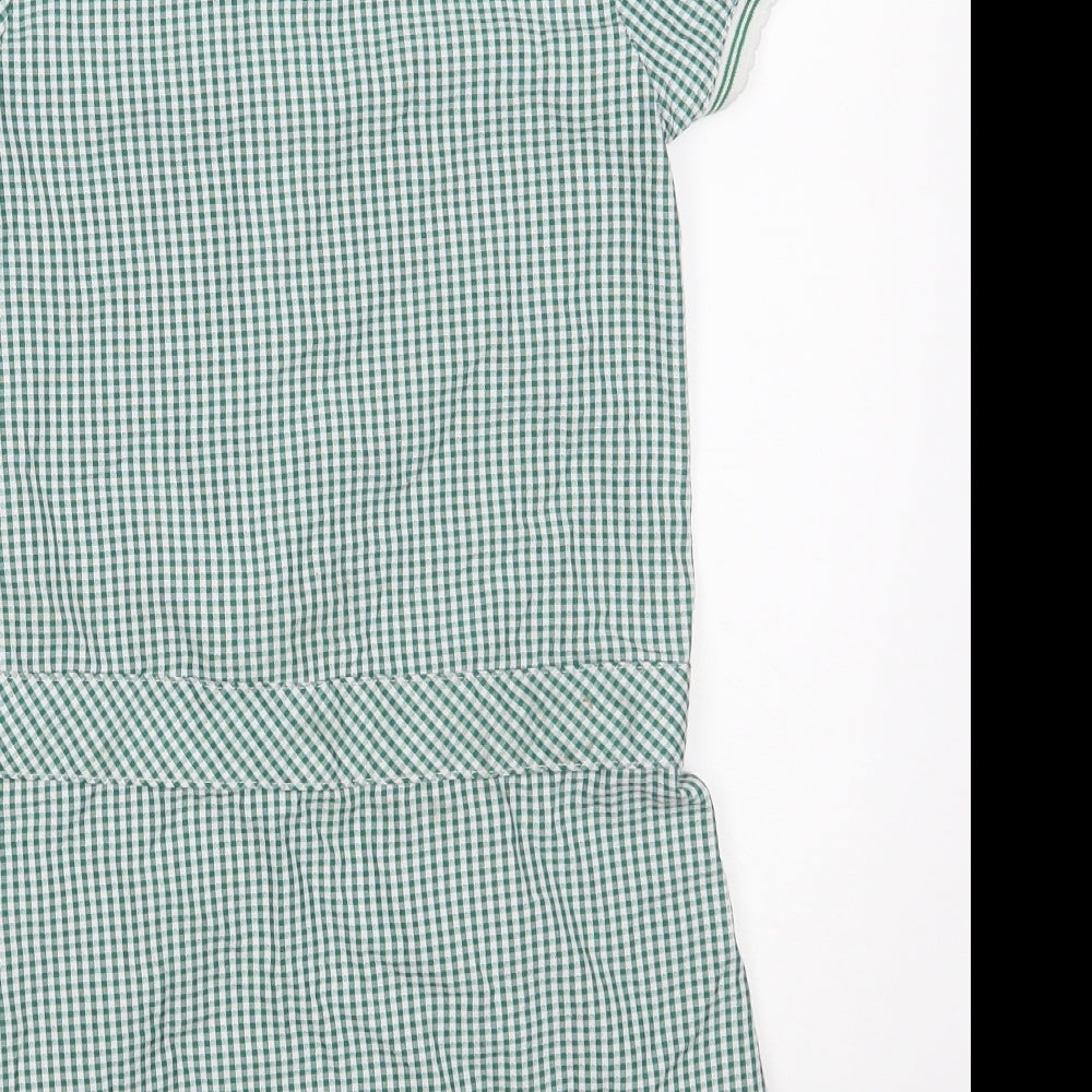 F&F Girls Green Check Polyester A-Line  Size 6-7 Years  Collared Zip