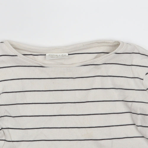 F&F Girls White Striped Cotton Pullover Sweatshirt Size 2-3 Years