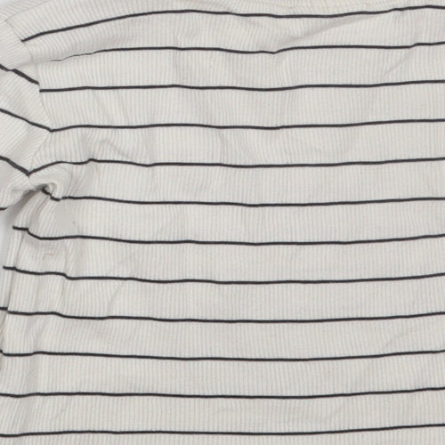 F&F Girls White Striped Cotton Pullover Sweatshirt Size 2-3 Years