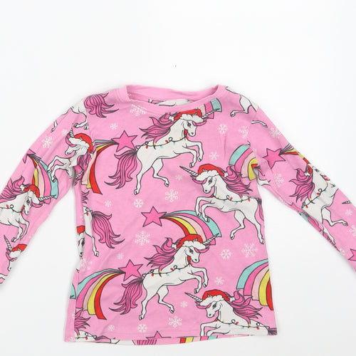 NEXT Girls Pink Animal Print 100% Cotton Top Pyjama Top Size 3 Years   - Unicorn