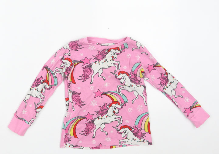 NEXT Girls Pink Animal Print 100% Cotton Top Pyjama Top Size 3 Years - Unicorn