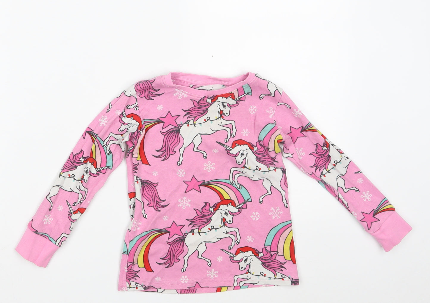 NEXT Girls Pink Animal Print 100% Cotton Top Pyjama Top Size 3 Years   - Unicorn