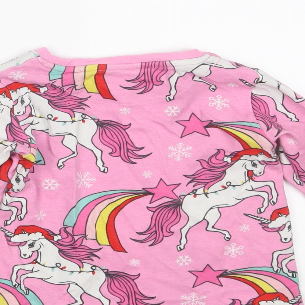 NEXT Girls Pink Animal Print 100% Cotton Top Pyjama Top Size 3 Years   - Unicorn