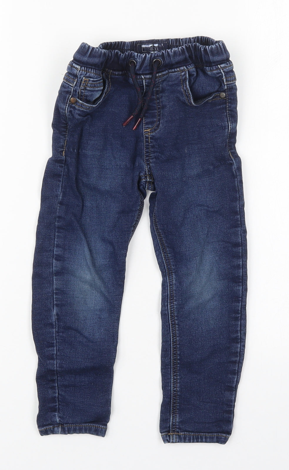 NEXT Boys Blue  Cotton Tapered Jeans Size 3-4 Years  Regular Drawstring