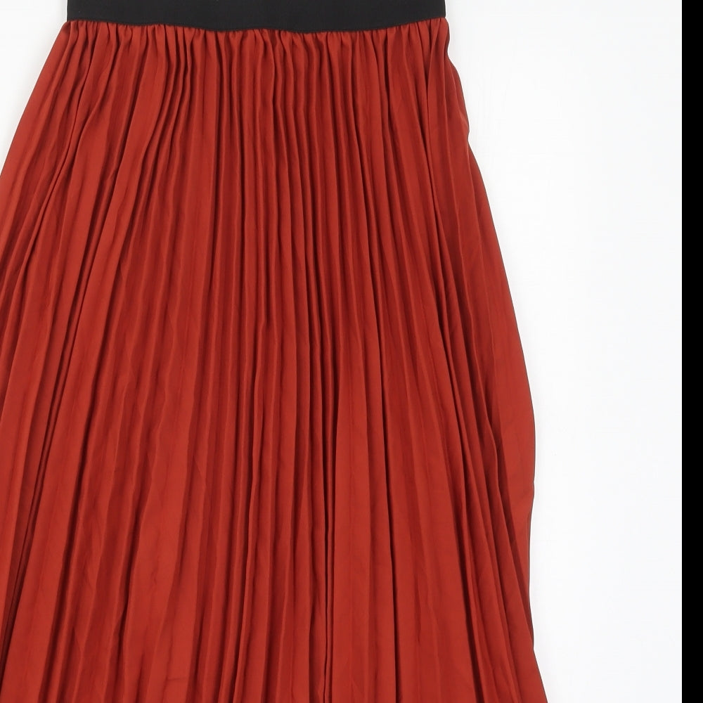SheIn Girls Red  Polyester Pleated Skirt Size 13-14 Years  Regular  - Rust Coloured