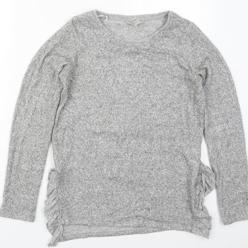 NEXT Womens Grey  Viscose Basic T-Shirt Size 6 Crew Neck